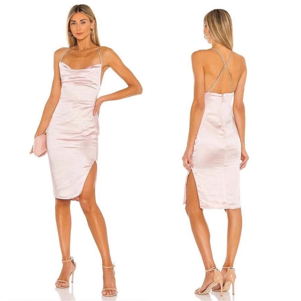 Revolve Superdown Billie Drape Midi Dress in Blush NEW Size Small